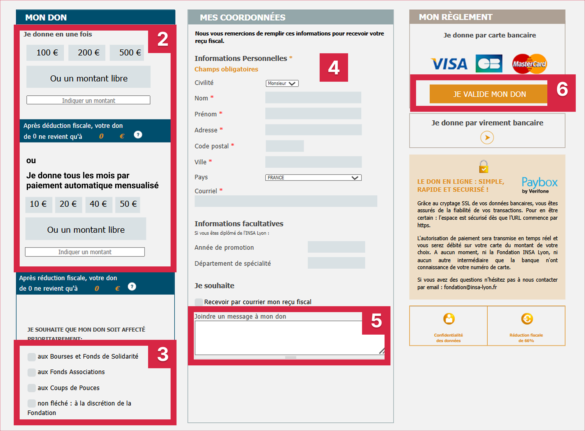 Steps to make donation